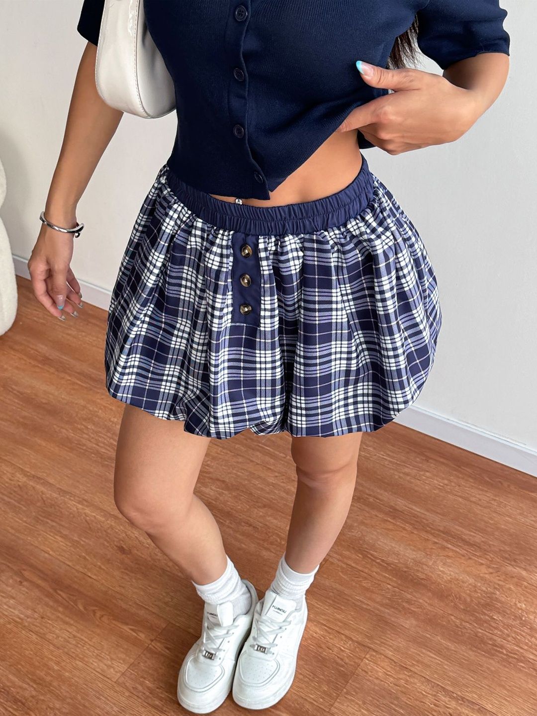Checked Cotton Mini Skirts