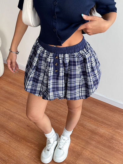 Checked Cotton Mini Skirts