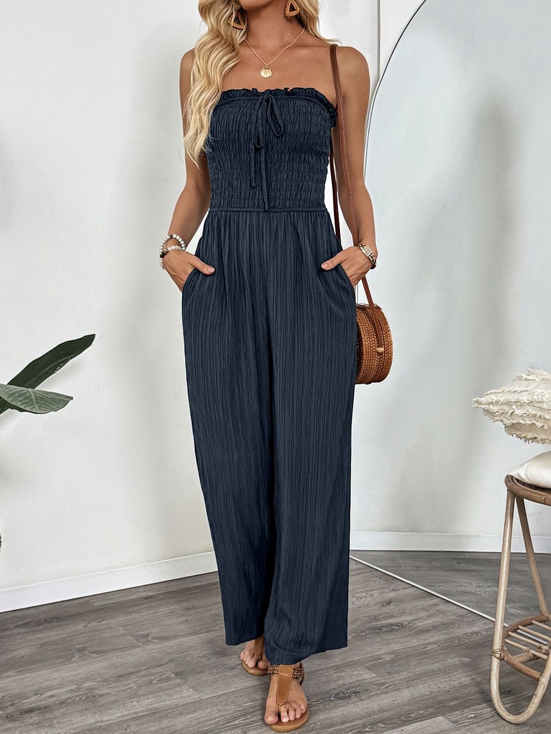 Off-Shoulder Basic Jumpsuit