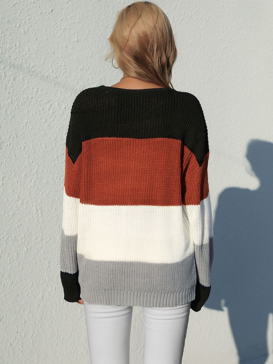Women's Brown Colourblocked Pullover Blend Printed