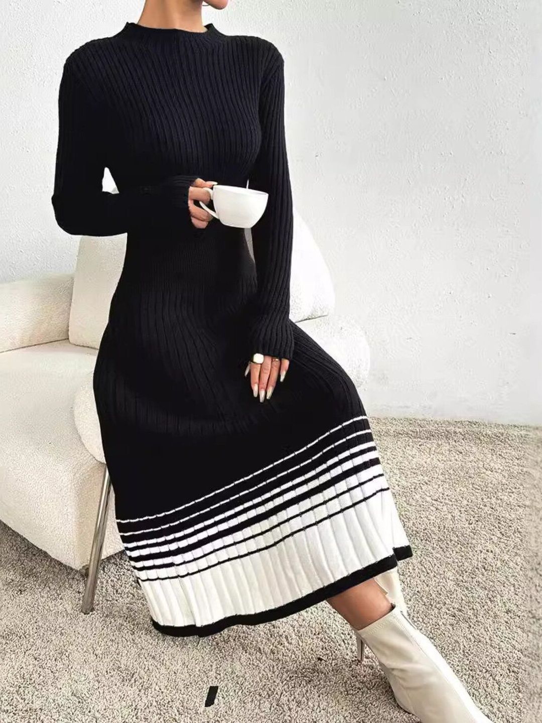 Women Striped Ribbed Pullover