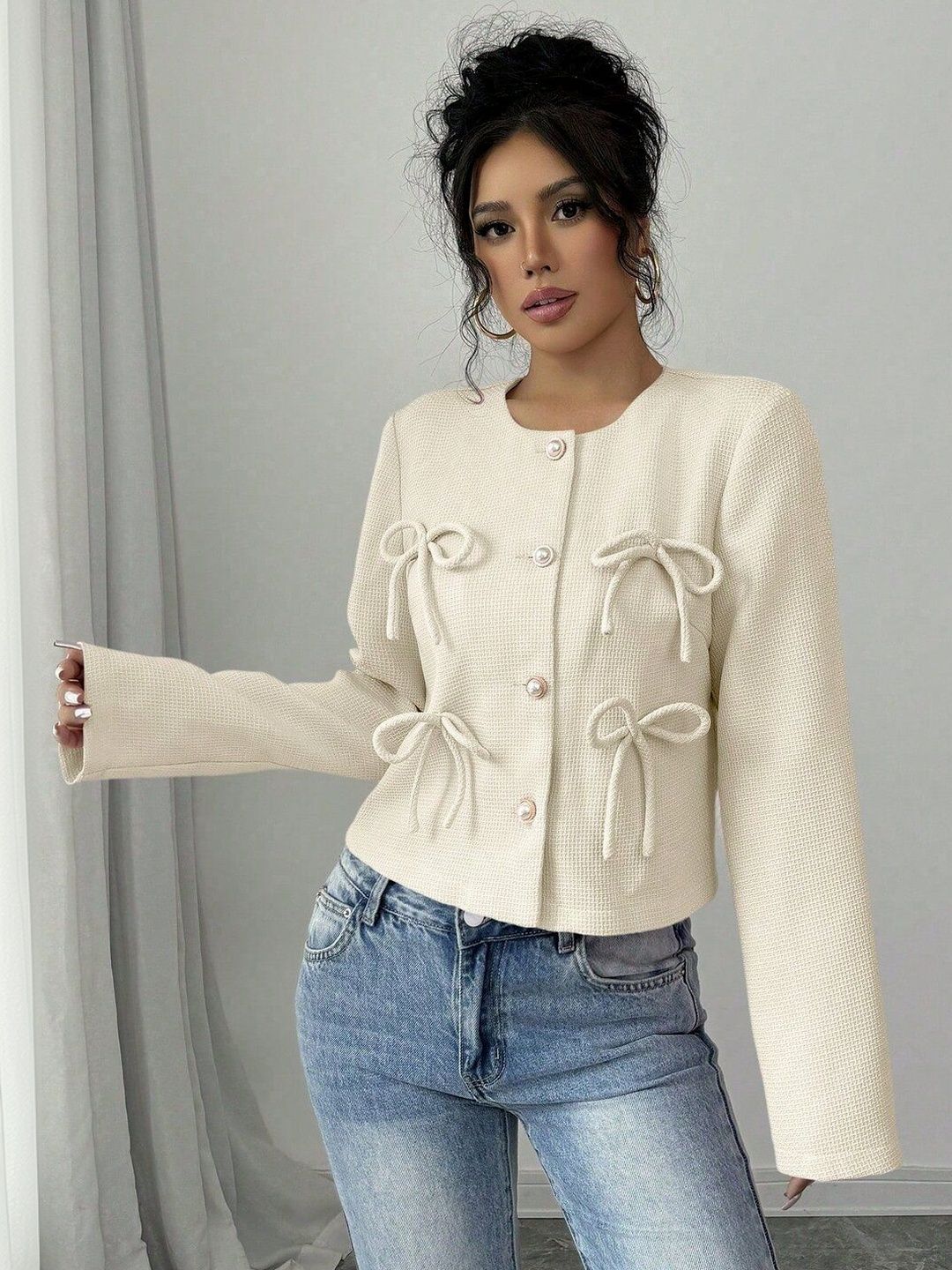 Jacket in White cotton - Nowi Korean Fashion