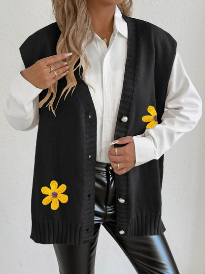 Women Embroidered Sweater Vest with Embroidered Detail