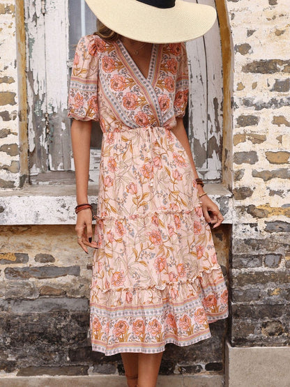 Floral Print A-Line Midi Dress