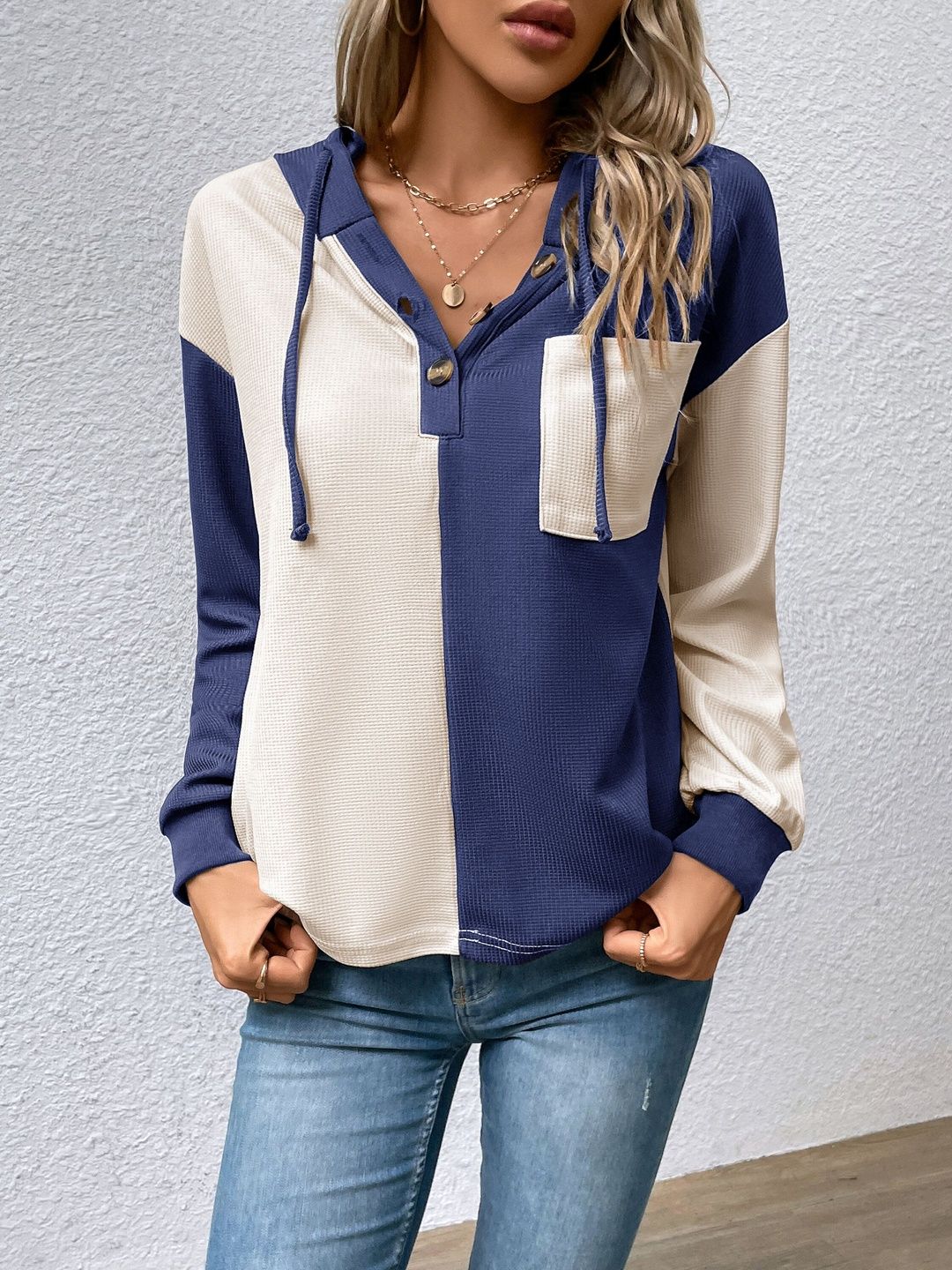 Women Colourblocked Hooded Sweatshirt
