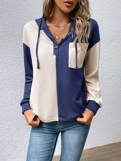 Women Colourblocked Hooded Sweatshirt