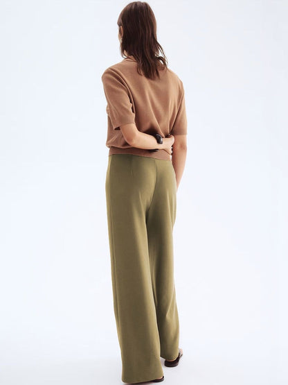 Women Straight Fit High-Rise Pleated Trousers