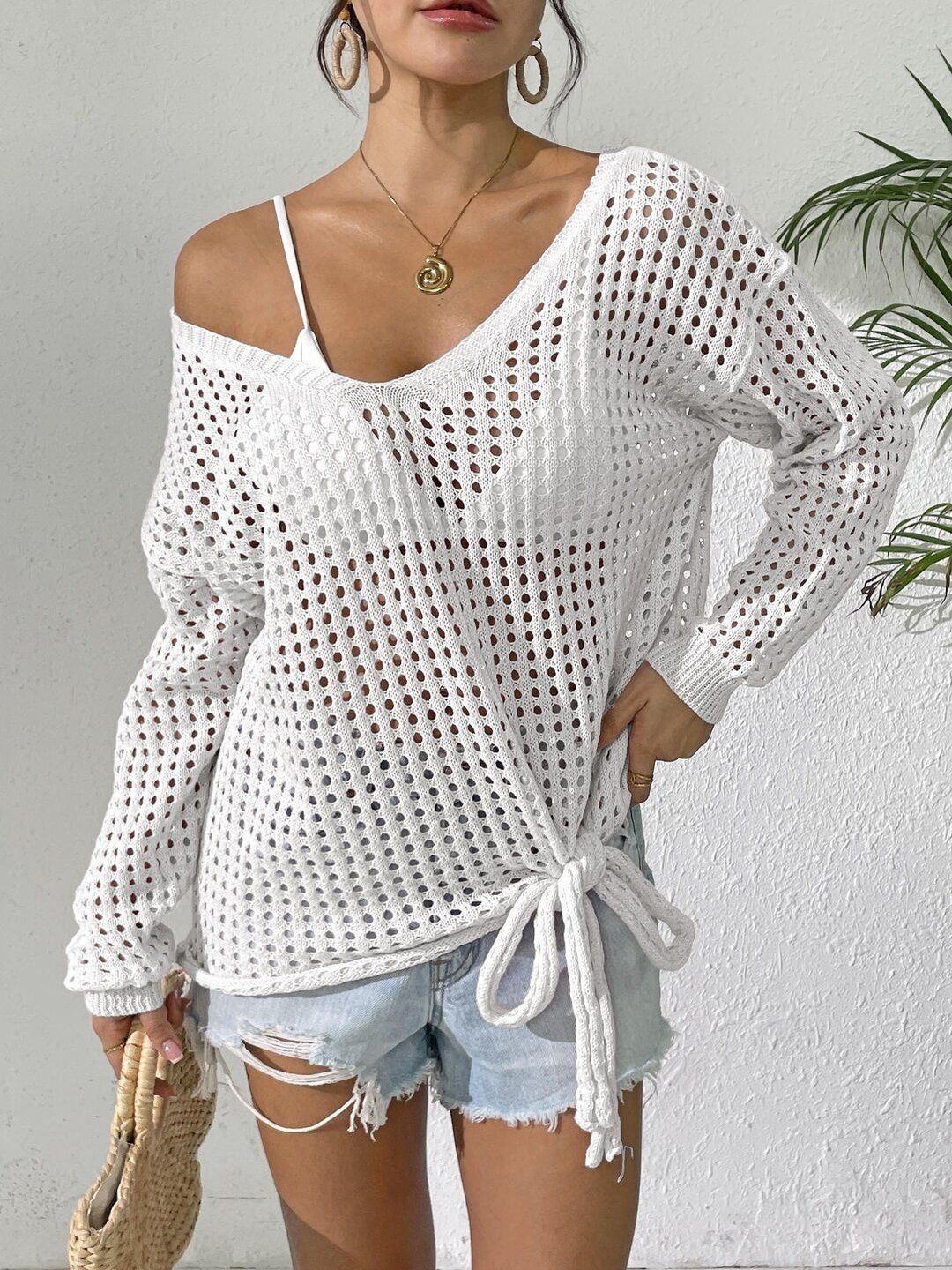 Women Pullover with Fuzzy Detail