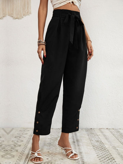Women Loose Fit High-Rise Non Iron Pleated Trousers