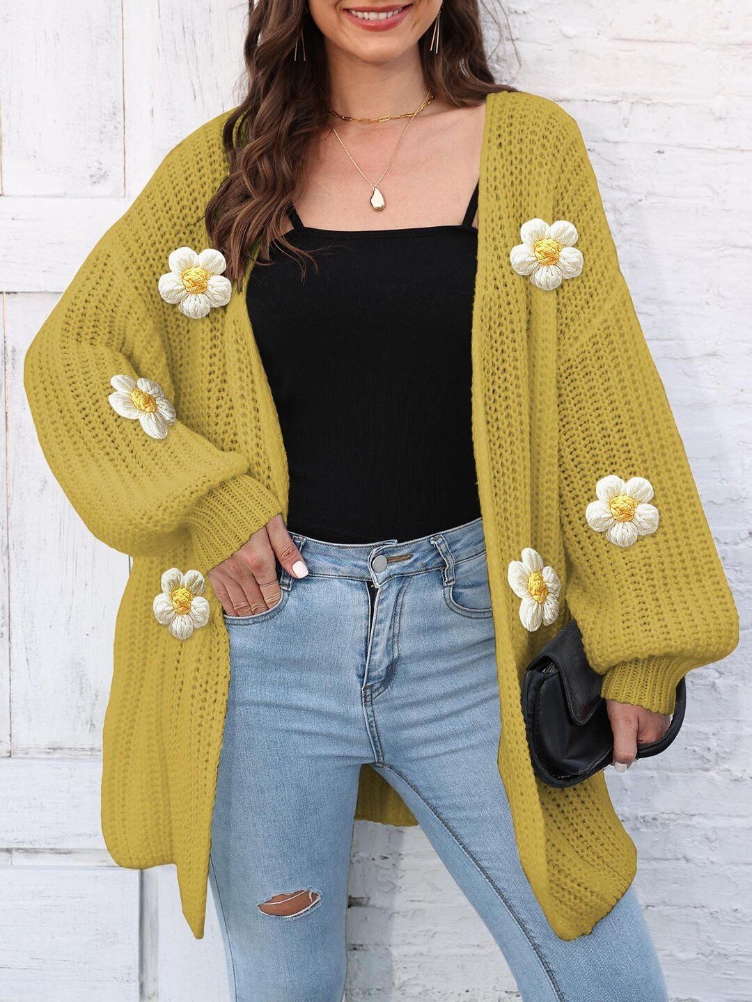 Women Cardigan with Applique Detail