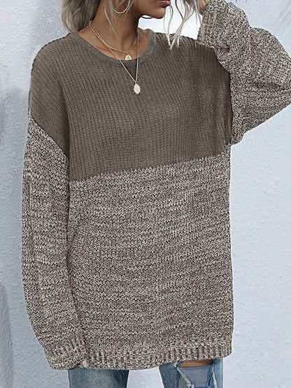 Women's Brown Colourblocked Pullover Blend Printed