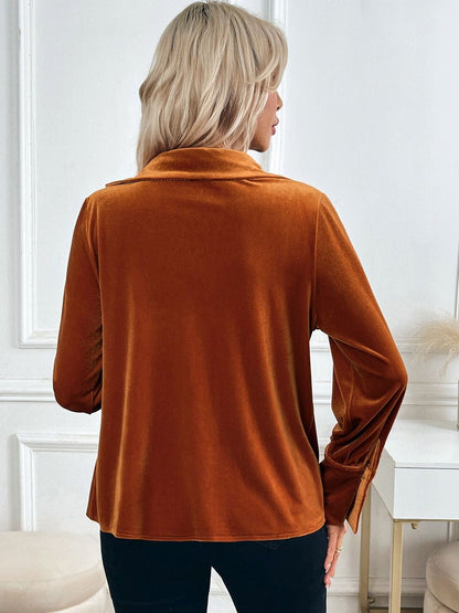 Women's Orange Cowl Neck Top