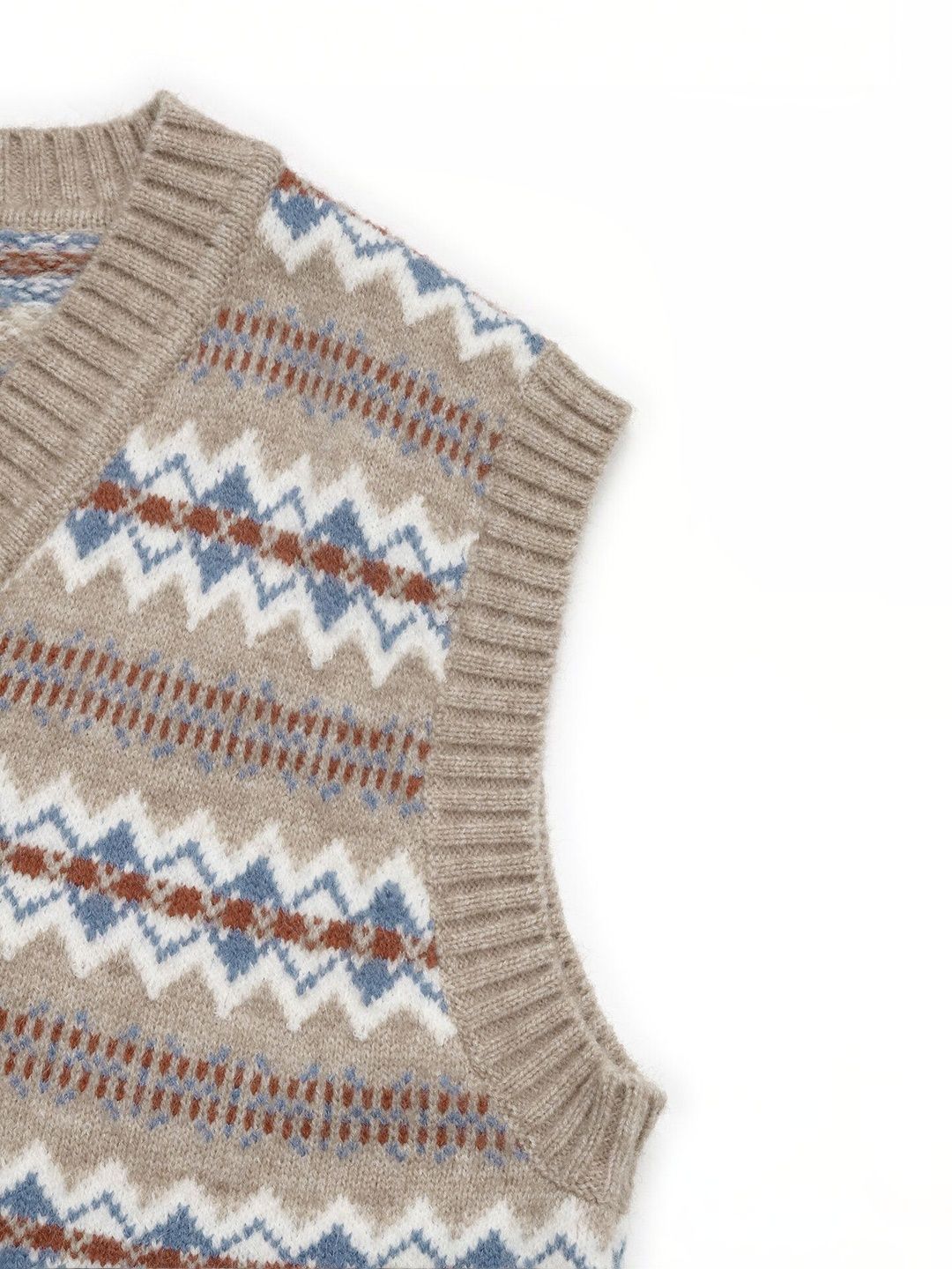 Women's Beige Printed Sweater Vest