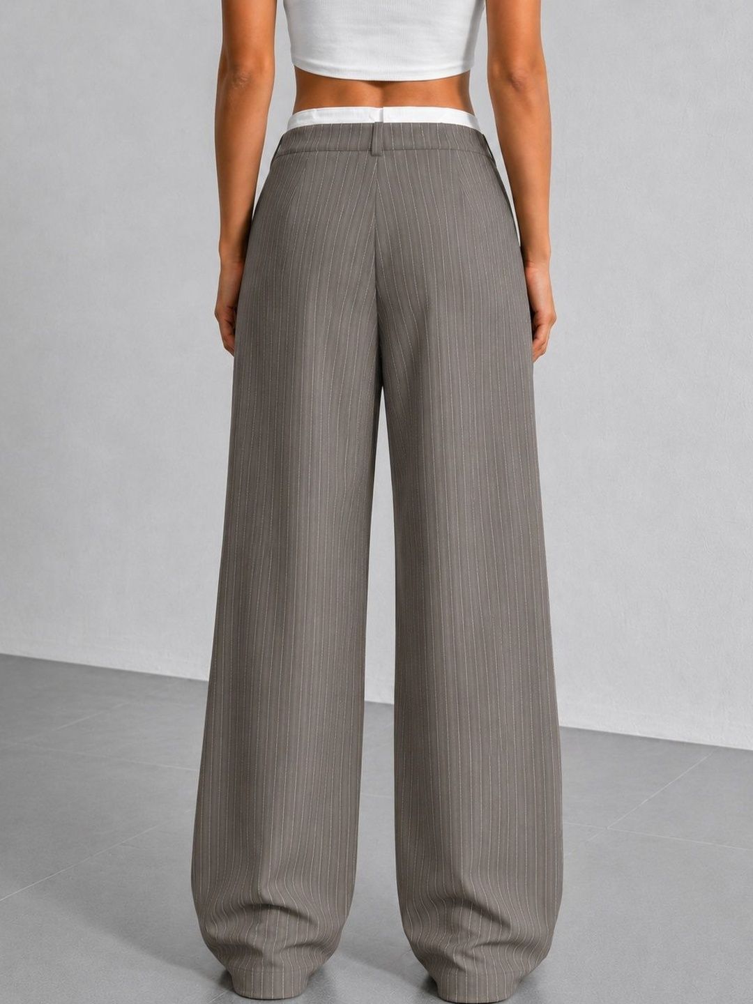 Women Striped Relaxed High-Rise Wrinkle Free Pleated No Fly Trousers