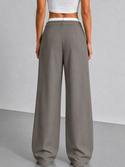 Women Striped Relaxed High-Rise Wrinkle Free Pleated No Fly Trousers