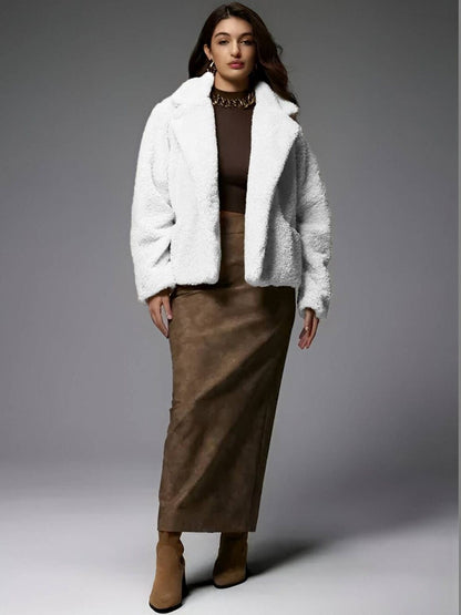 Woollen Puffer Jacket in White - Nowi Korean Fashion