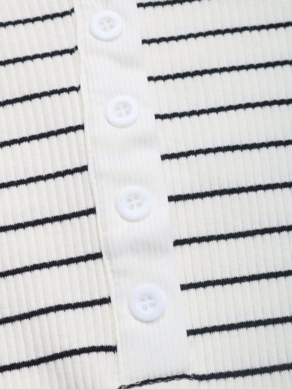 Striped Cotton Round Neck Bodysuit