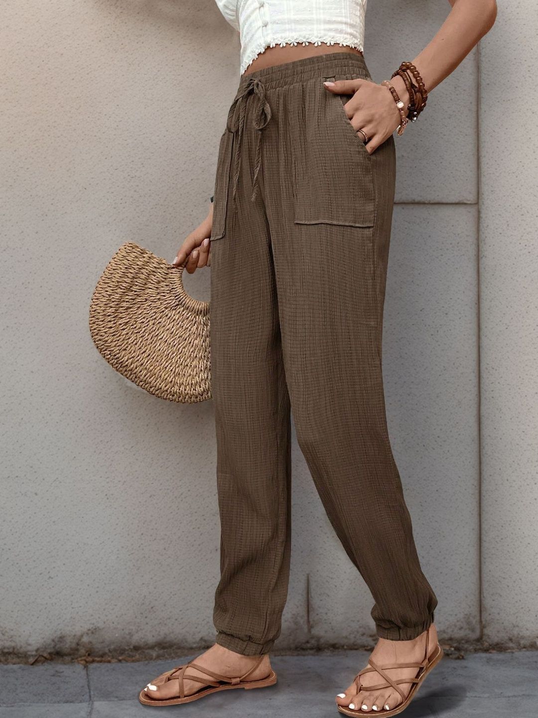 Women Textured Non Iron Trousers