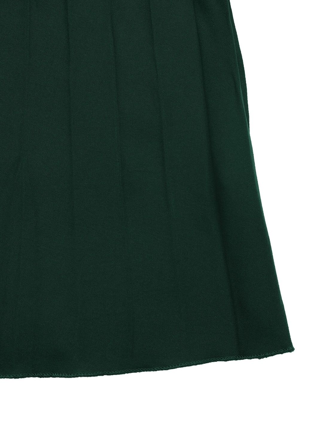 Women's Green Puff Sleeve A-Line Midi Dress Blend Printed