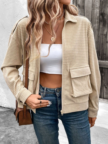 Women Corduroy Bomber Jacket