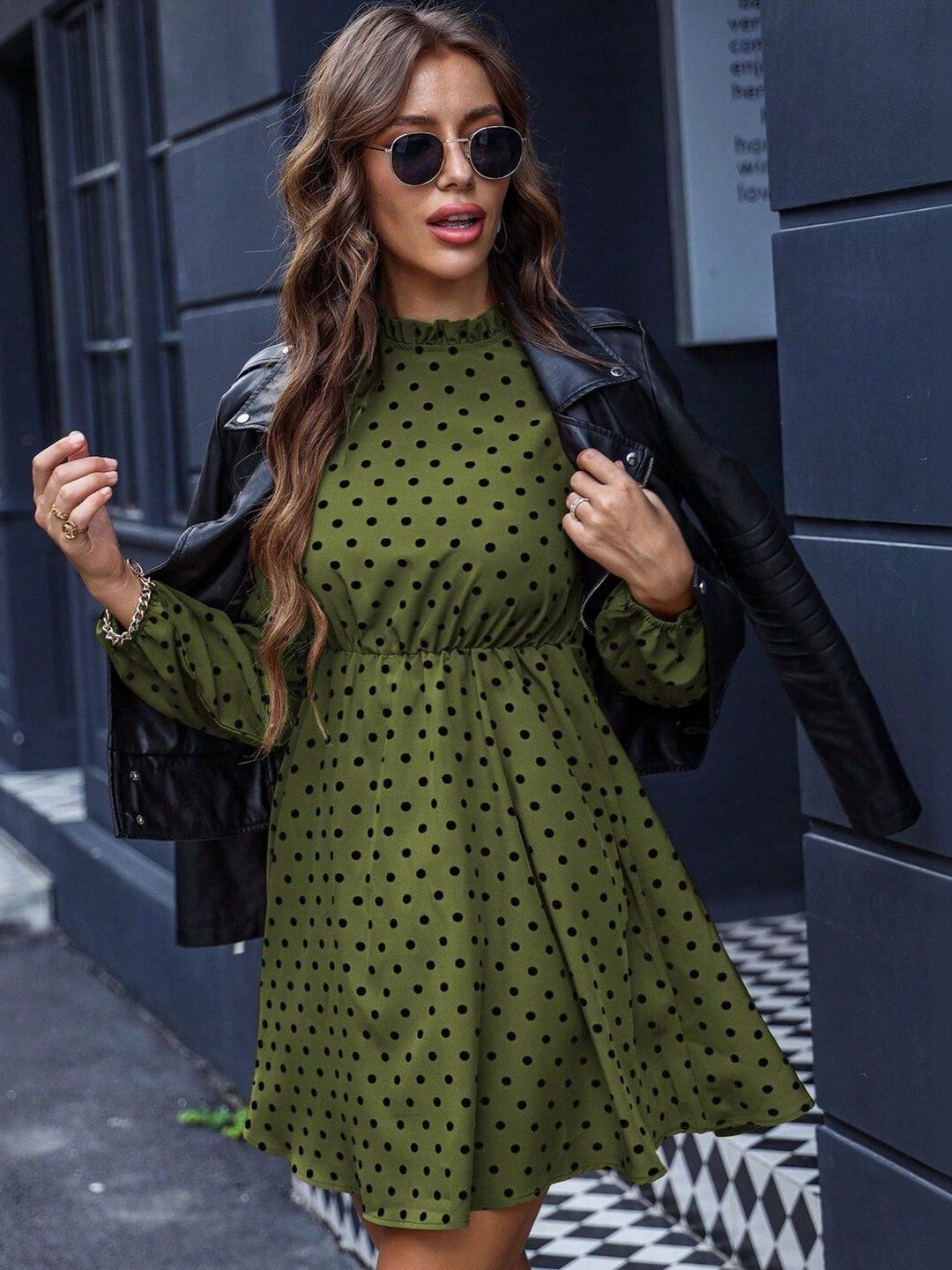 Polka Dot Print Fit & Flare Dress