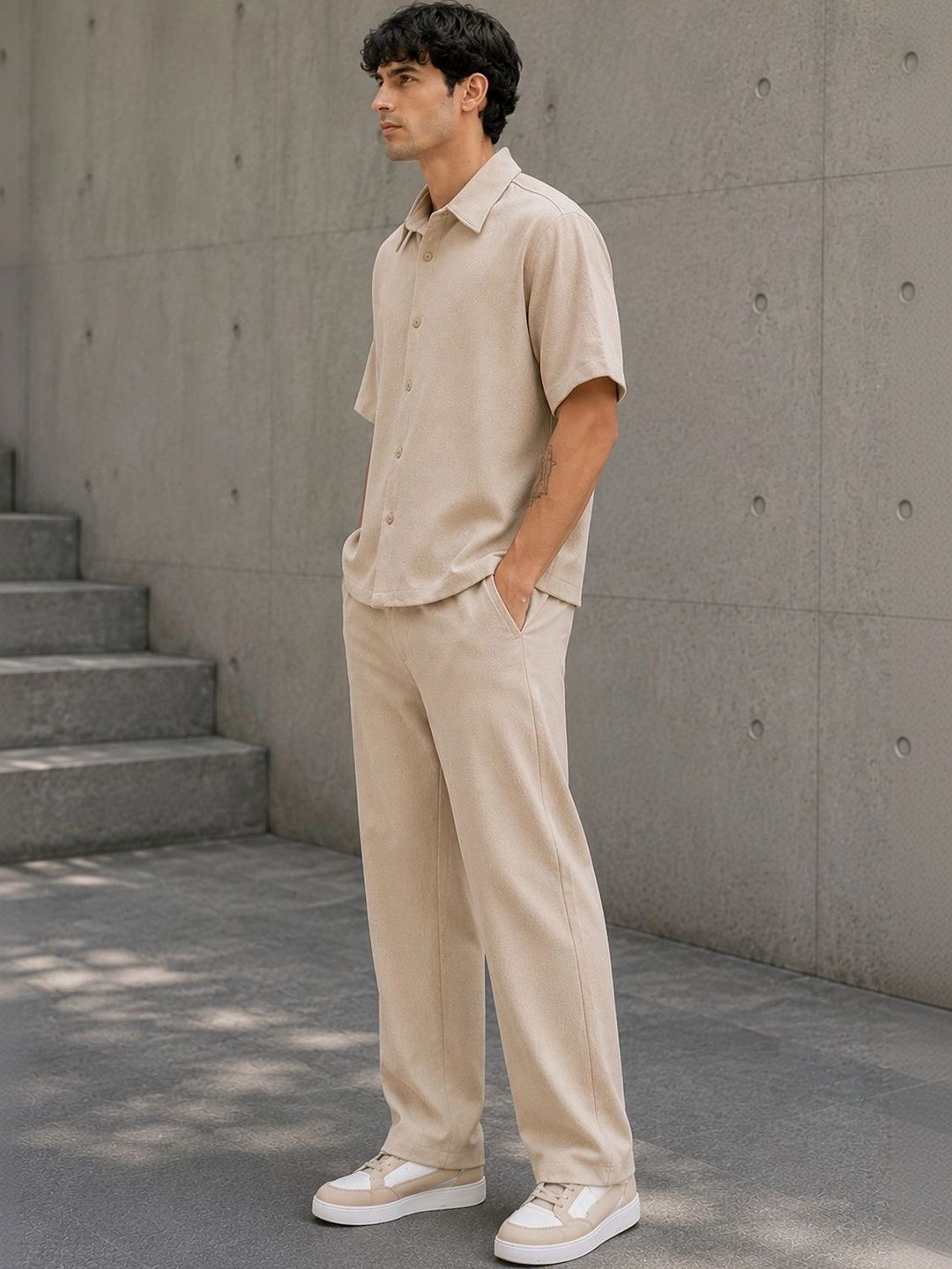 Solid Shirt with Trousers