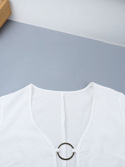 Flared Sleeve Linen Sheath Maxi Dress