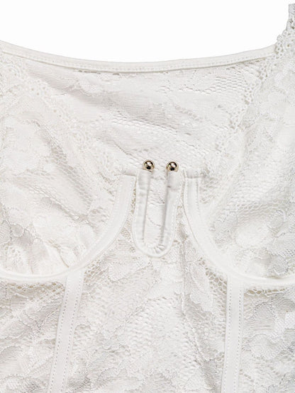 Embellished Cotton Sweetheart Neck Bodysuit