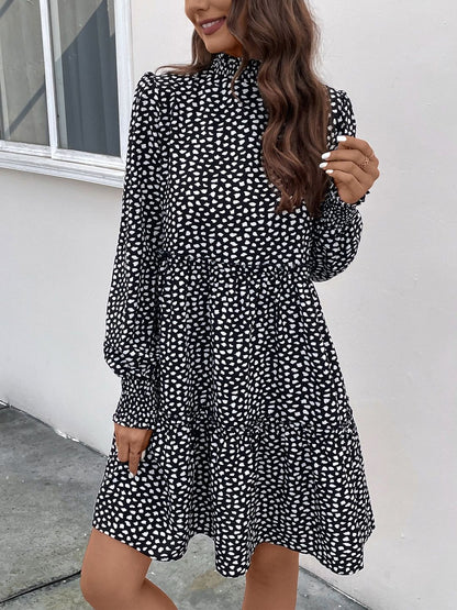Women's Black Print Fit & Flare Dress Blend Printed