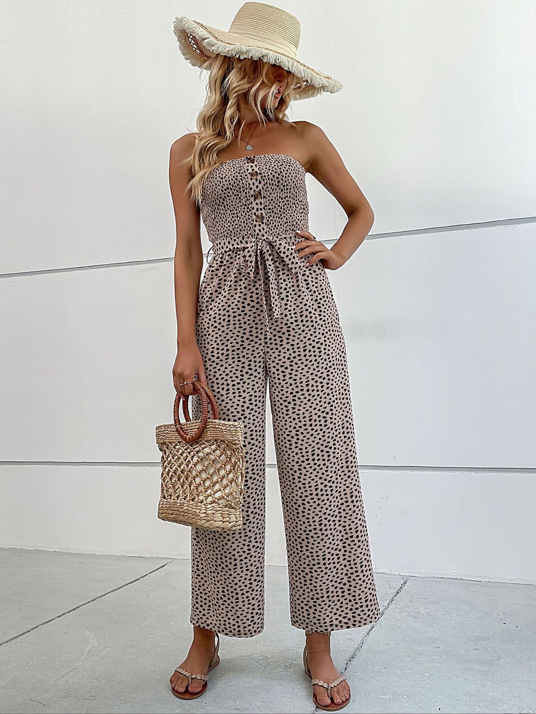 Strapless Printed Basic Jumpsuit