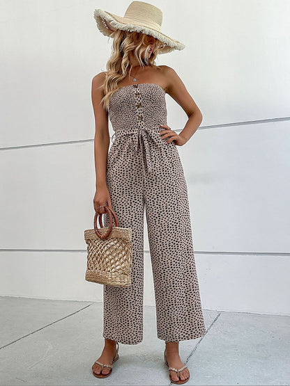 Strapless Printed Basic Jumpsuit