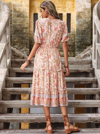 Floral Print A-Line Midi Dress