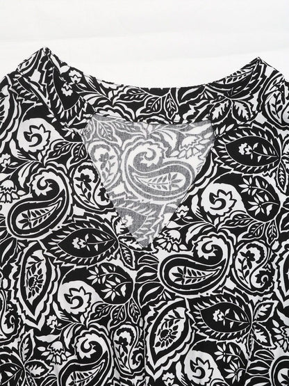 Women's White Print A-Line Midi Dress Blend