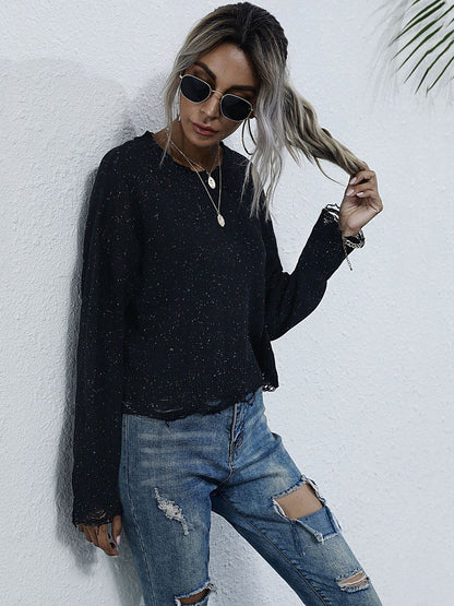Women's Black Speckled Pullover