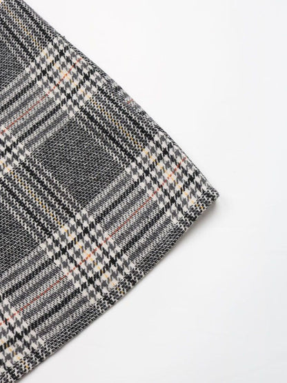 Women's Grey Checked Pinafore Dress