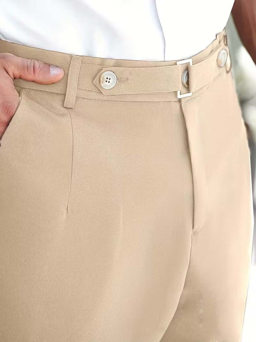 Men Straight Fit Wrinkle Free Pleated Trousers