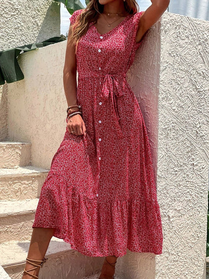 Floral Print A-Line Midi Dress