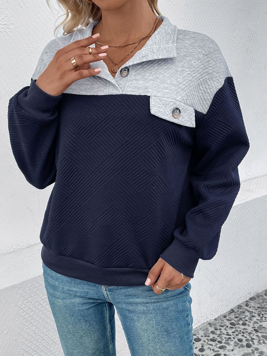 Women Colourblocked Sweatshirt