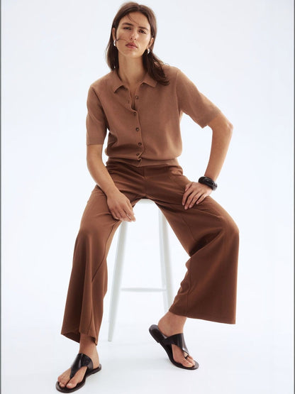 Women Straight Fit High-Rise Pleated Trousers