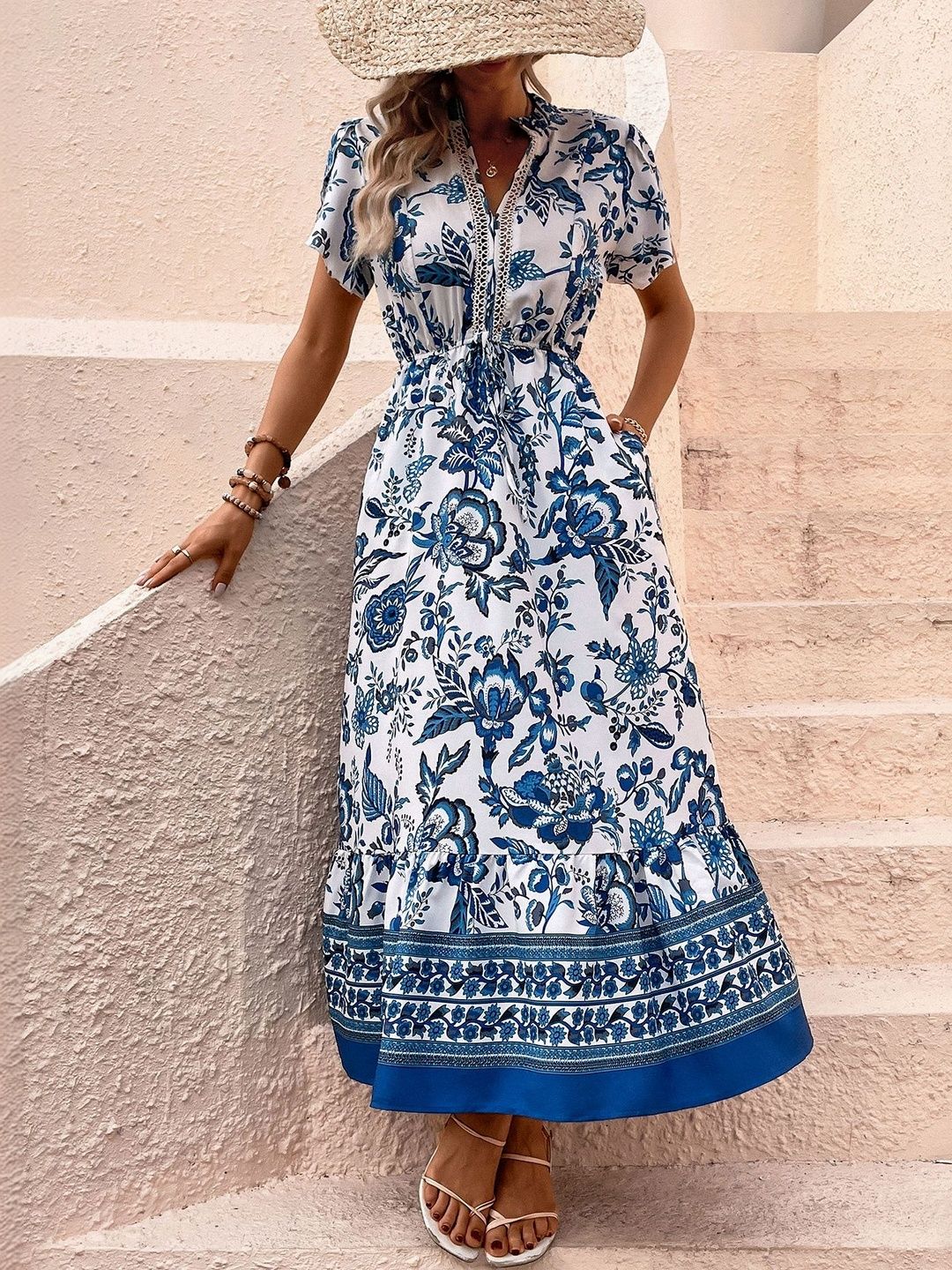 Floral Print A-Line Midi Dress