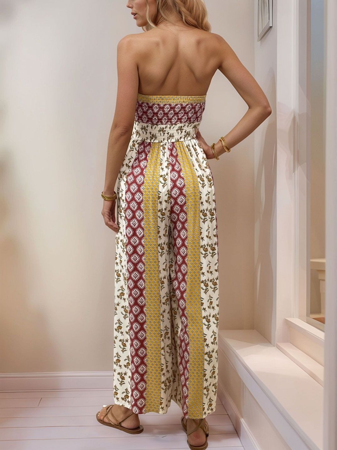 Strapless Printed Basic Jumpsuit