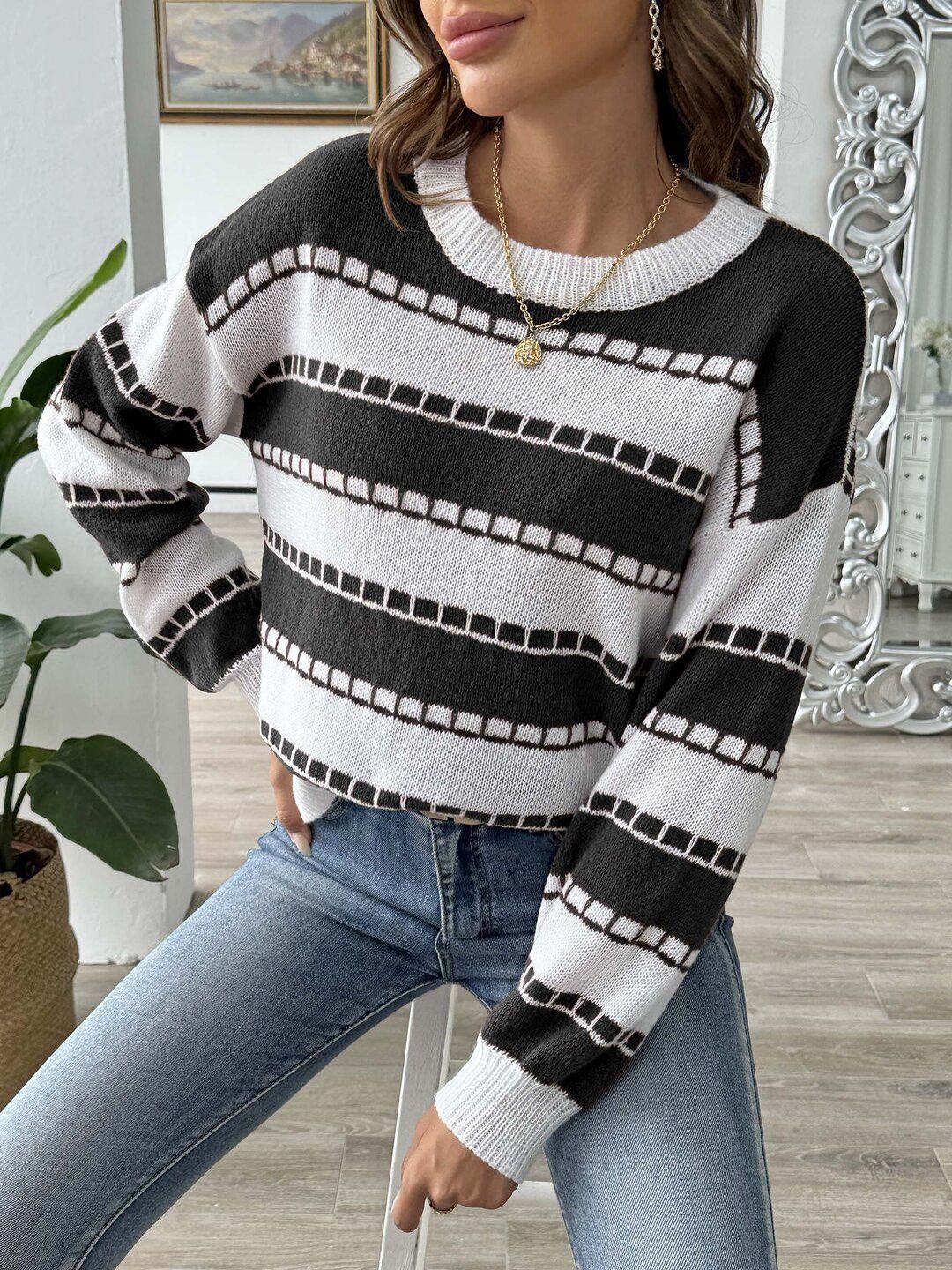Women Striped Pullover