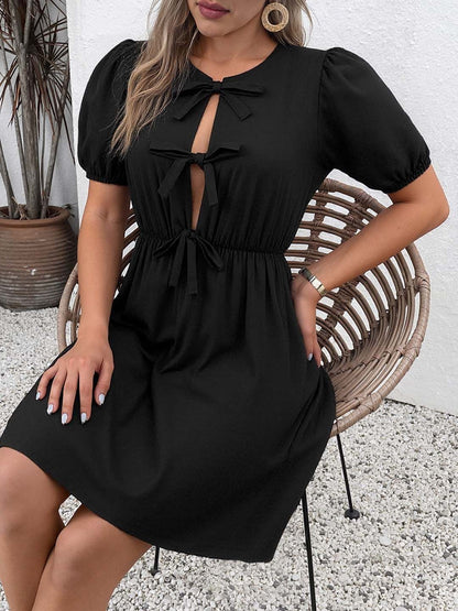 Puff Sleeve Fit & Flare Dress