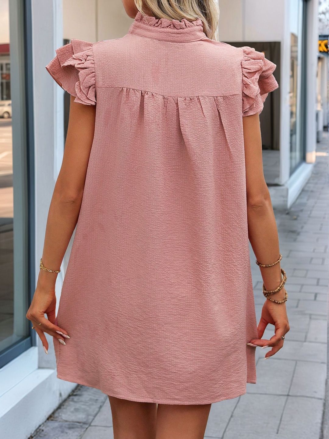Flutter Sleeve Ruffled Dress