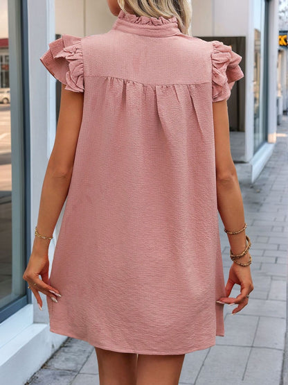 Flutter Sleeve Ruffled Dress
