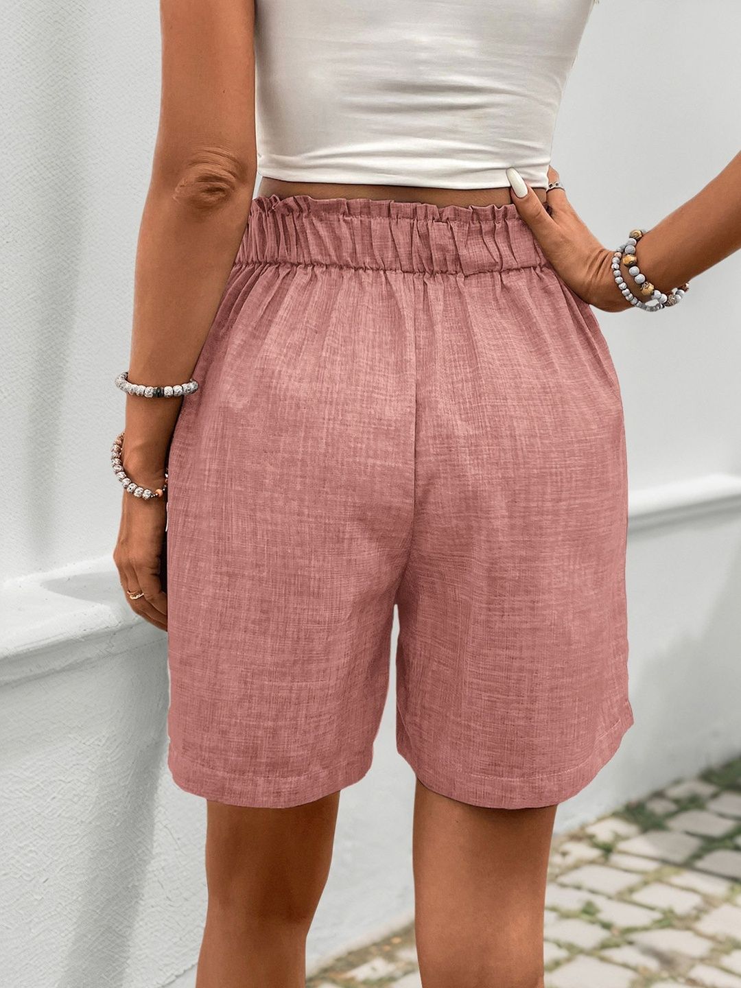 Women High-Rise Linen Fashion Shorts
