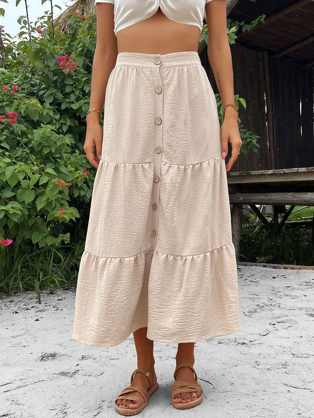 Off-Shoulder Top & Skirt Co-Ords in White - Nowi Korean Fashion