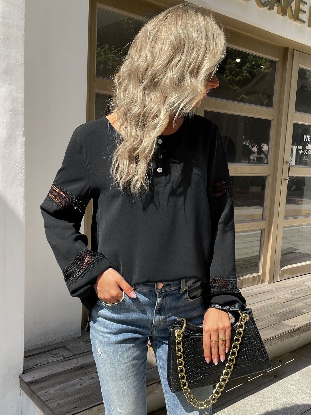 Women's Black Top Blend Printed Regular Fit