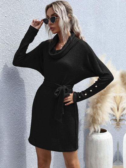 Women's Black Cowl Neck Dress