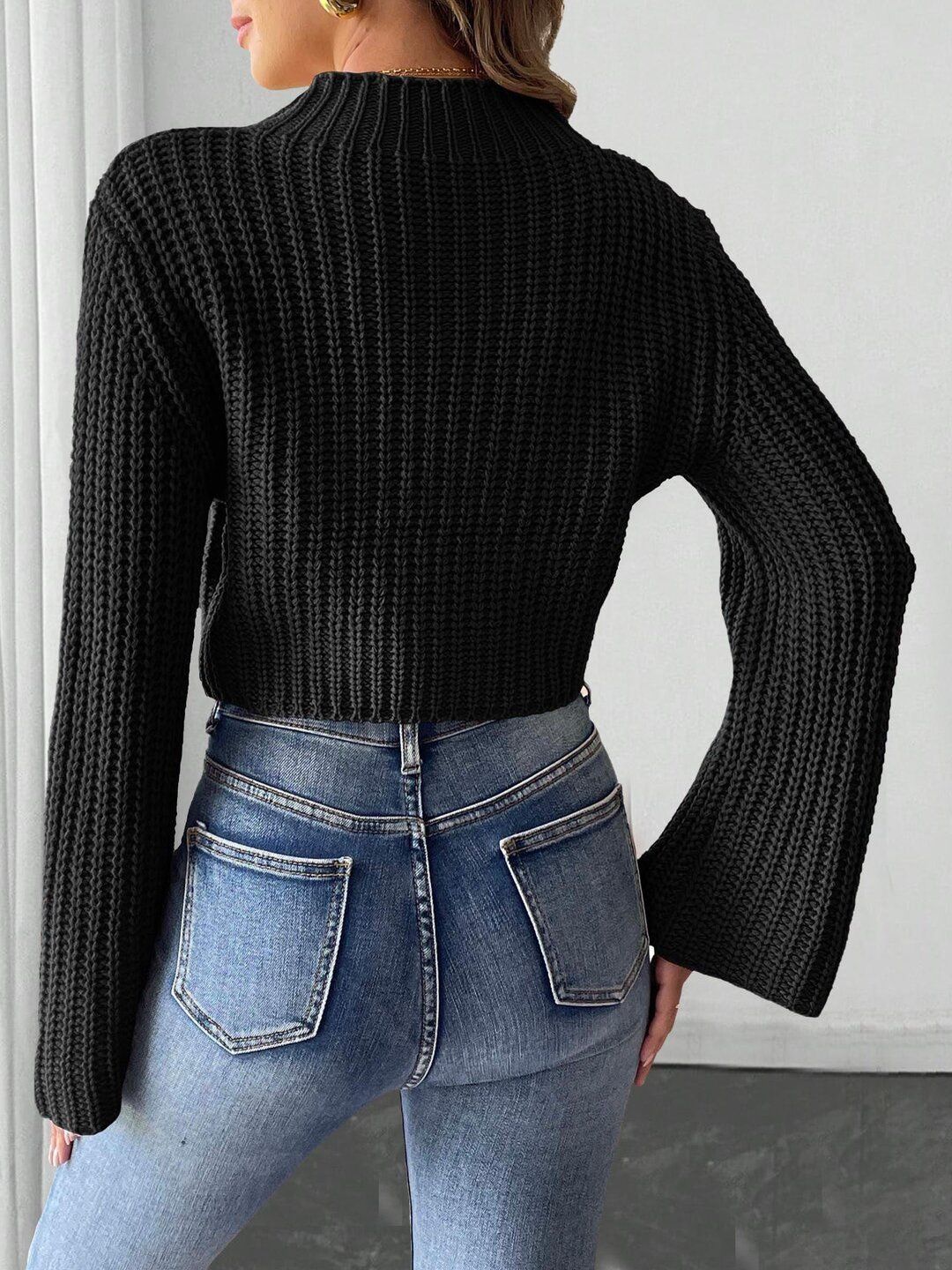Women Ribbed Crop Pullover